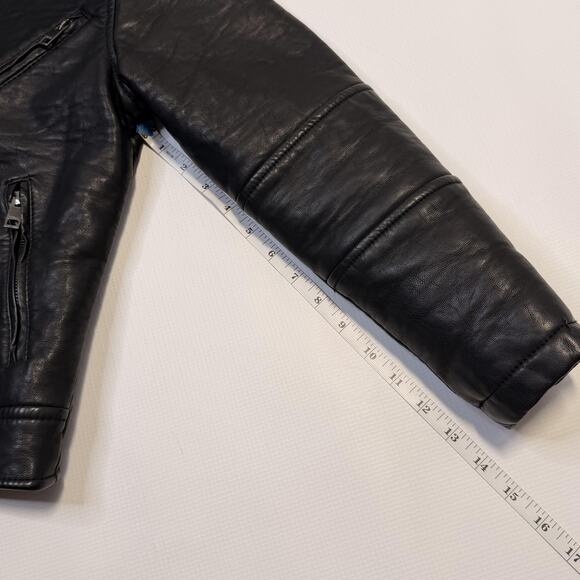 Diesel Jacket Youth 8 Black Moto Biker Leather Look Asymmetrical Zip Pockets - Picture 11 of 13